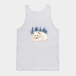 Watercolor white wolf laying Tank Top